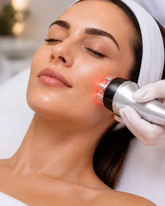 Trattamento viso anti-age con manipolo luminoso
